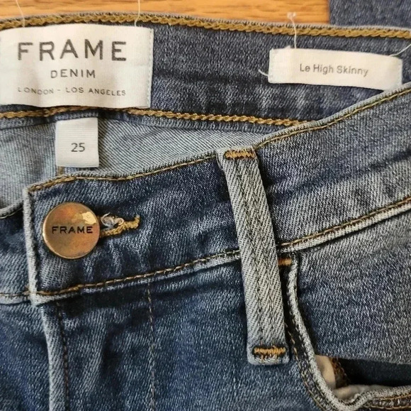 FRAME Distressed Le High Skinny Raw Hem Jeans(25) - Picture 8 of 10